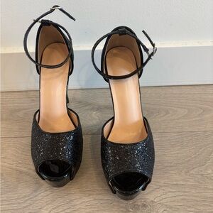 Elegant Black Glitter Women's Heels